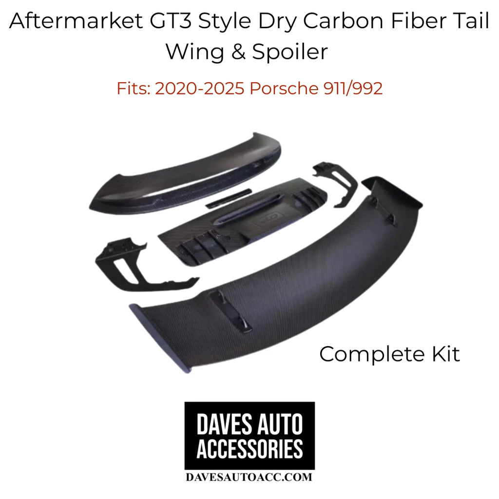 - VehiclePartsAndAccessories Aftermarket GT3 Style Dry Carbon Fiber Tail Wing & Spoiler for 20-25 Porsche 911