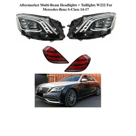 Aftermarket W222 2018+ Facelift Headlights & Taillights For Mercedes Benz S-Class 14-17