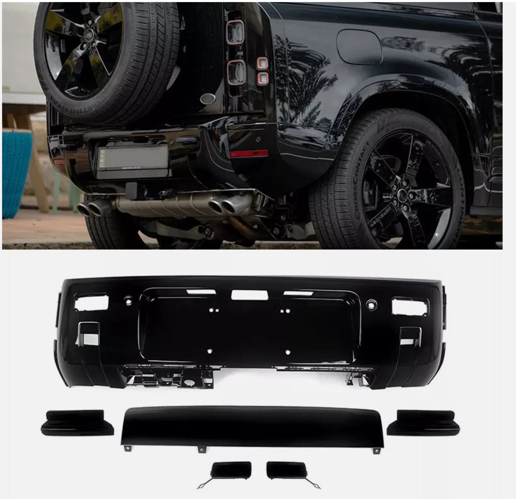 - VehiclePartsAndAccessories Land Rover Defender 110/90 2020-2025 Gloss Black Bumper Cover Trim Body Kits