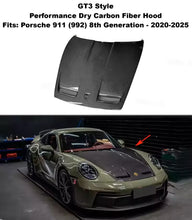 Load image into Gallery viewer, - VehiclePartsAndAccessories Porsche 992 GT3 Style Dry Carbon Fiber Hood Bonnet 911 GTS Carrera S 2020 - 2025