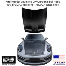 Load image into Gallery viewer, - VehiclePartsAndAccessories Porsche 992 GT3 Style Dry Carbon Fiber Hood Bonnet 911 GTS Carrera S 2020 - 2025