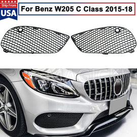 Forged LA 2x Front Bumper Fog Lamp Fog Light Grille Cover Trim For Benz W205 C300 2015-16
