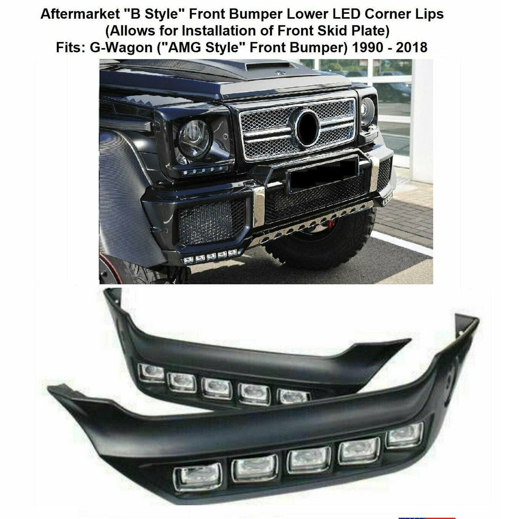Forged LA Aftermarket 4X4 B Style Front Bumper Lower LED Lip Spoiler Wing | G63 G65 AMG