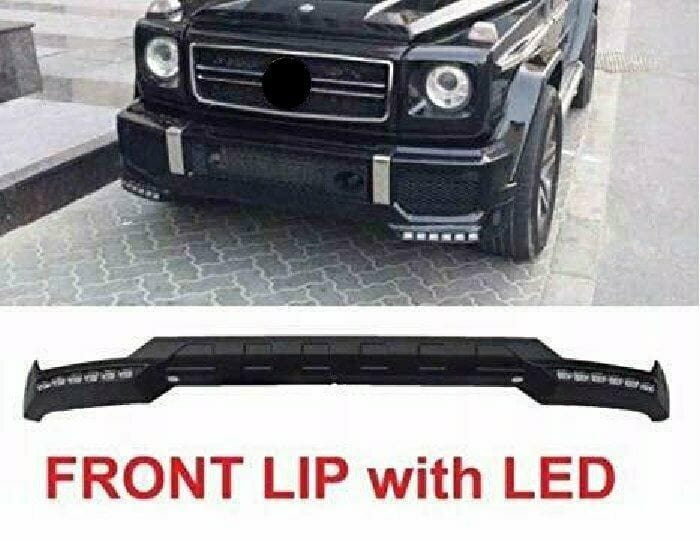 Forged LA Aftermarket B-Style Front Bumper Lower Lip White LED DRL G63 AMG Spoiler G-Wagon