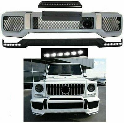 Forged LA AFTERMARKET B-STYLE G63 G65 AMG FRONT BUMPER LOWER LIP LED UPPER SCOOP BODY KIT