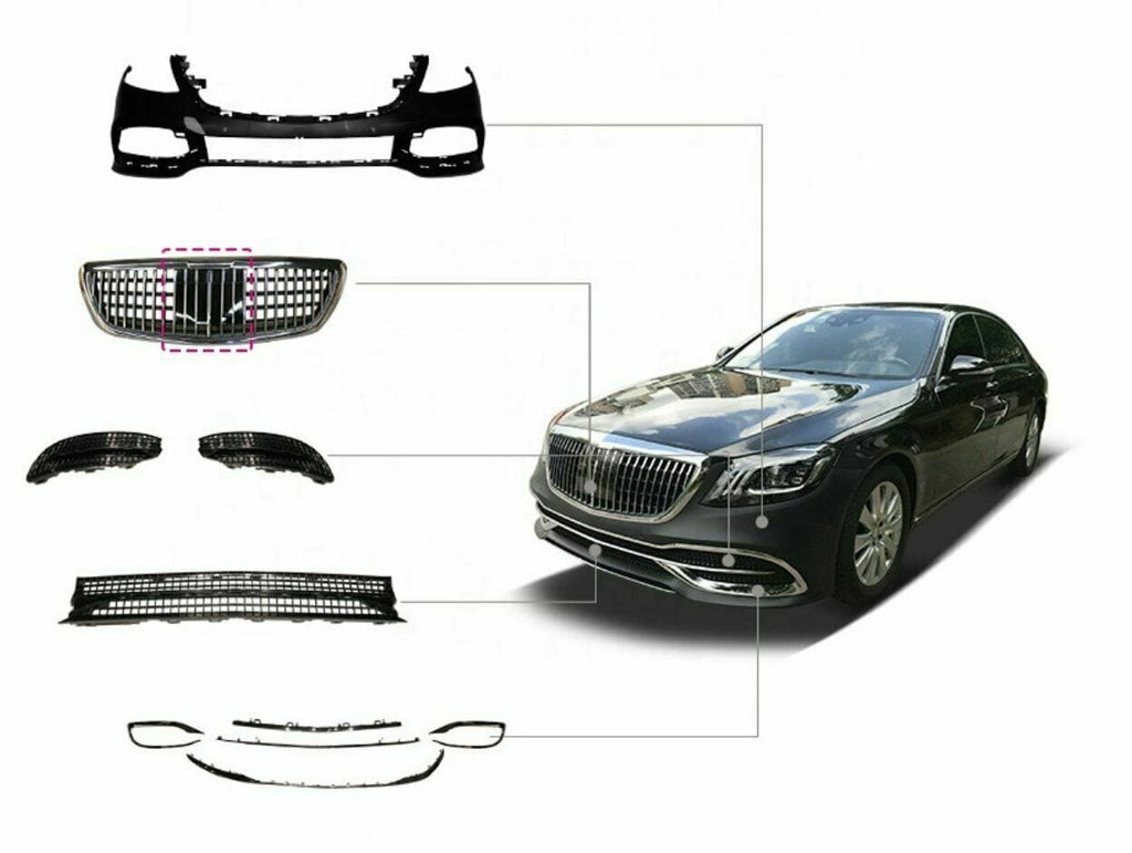 Aftermarket Products Aftermarket Body Kit "Maybach Style" Fit Benz 18-20 S-Class W222 560 Conversion