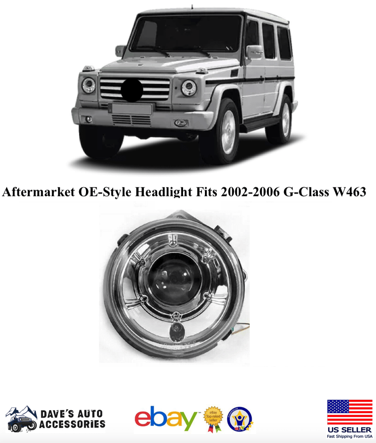 Aftermarket Products Aftermarket Chrome Headlight 1 PCS Fit 02-06 Benz W463 G Class Wagon G500 G550