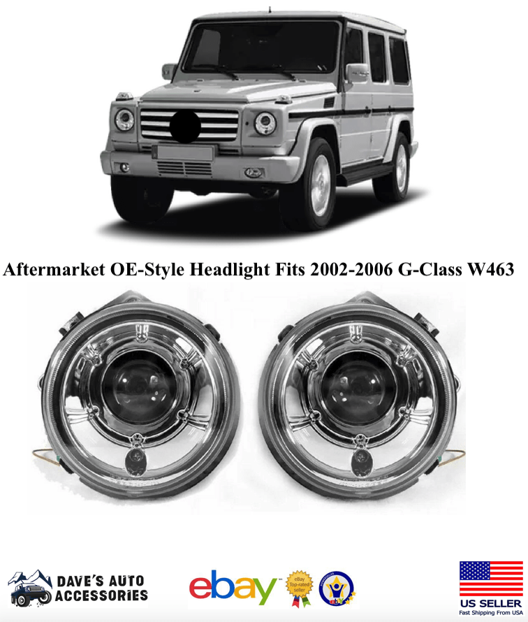 Aftermarket Products Aftermarket Chrome Headlight Pair Fit 02-06 Benz W463 G Class Wagon G500 G550G55