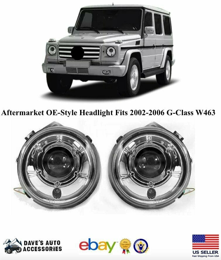 Aftermarket Products Aftermarket Chrome Headlight Pair Fit 02-06 Benz W463 G Class Wagon G500 G550G55