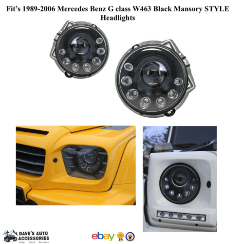 Hollywood Accessoies Aftermarket G-Class W463 Black Mansory Headlights For Mercedes Benz G63 G65 G550