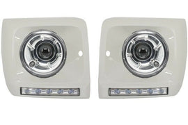 Forged LA Aftermarket G63 Style LED Headlight White Bezel Fits 02-06 Mercedes W463 G Class