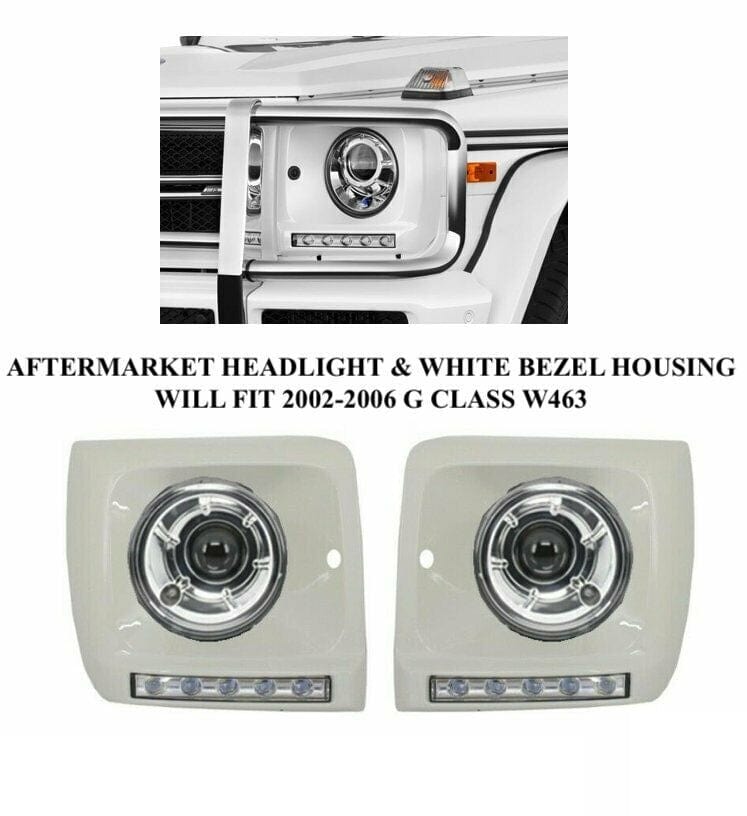 Forged LA Aftermarket G63 Style LED Headlight White Bezel Fits 02-06 Mercedes W463 G Class