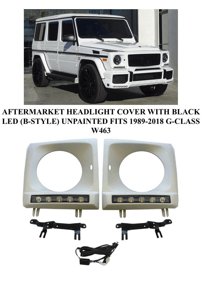 Forged LA AFTERMARKET HEADLIGHT COVER FRAME BEZEL BLACK LED DRL FIT 89-18 G CLASS W463