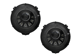 Forged LA AFTERMARKET M-LOOK BLK SQUARE LED HEADLIGHTS FIT 07-18 G CLASS G63 G550 W463 AMG