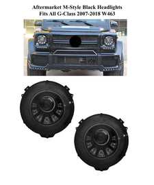 Forged LA AFTERMARKET M-LOOK BLK SQUARE LED HEADLIGHTS FIT 07-18 G CLASS G63 G550 W463 AMG
