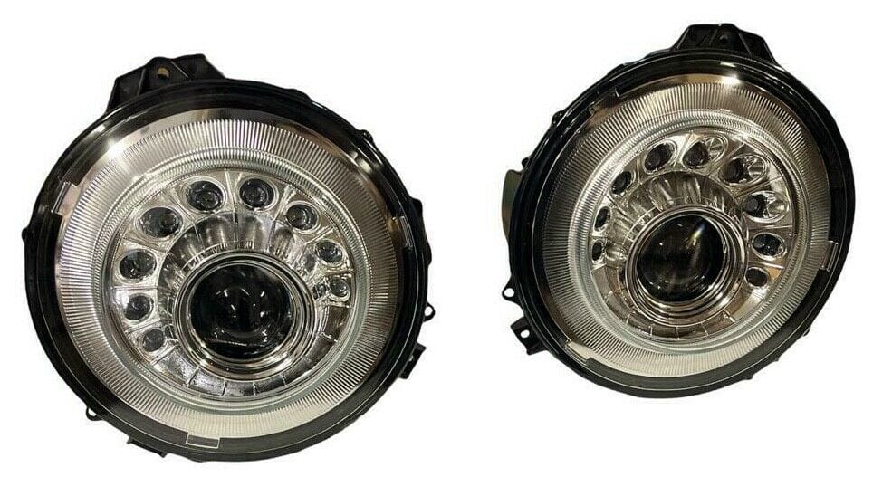 Aftermarket Products AFTERMARKET M-LOOK CHR ROUND LED HEADLIGHTS FIT 07-18 G CLASS G63 G550 W463 AMG