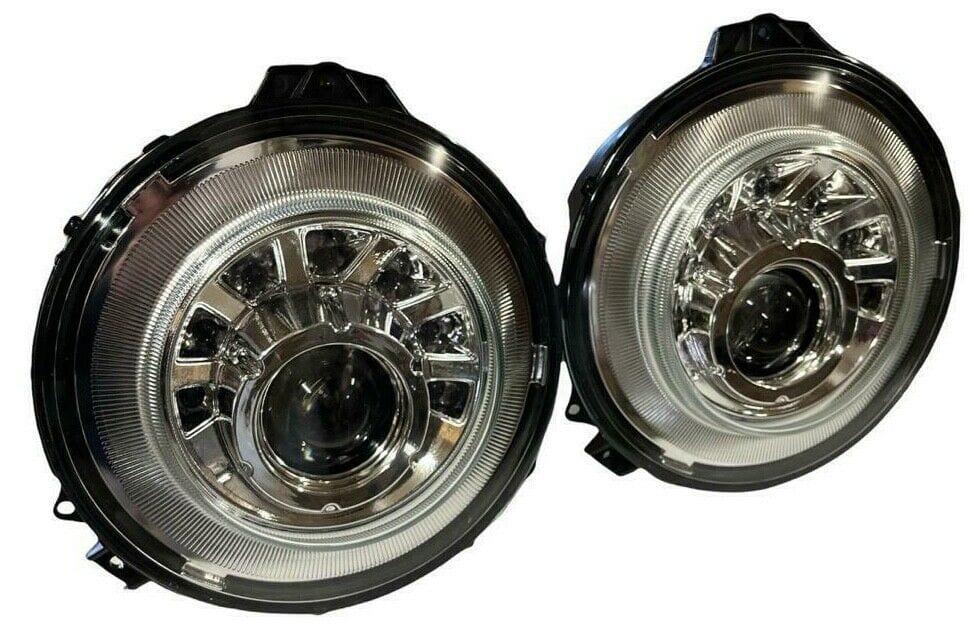Aftermarket Products AFTERMARKET M-LOOK CHR SQUARE LED HEADLIGHTS FIT 07-18 G CLASS G63 G550 W463 AMG