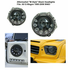 Forged LA Aftermarket M-Style Black Headlight Fit 89-06 G-Class G63/G500/G550/G55 W463