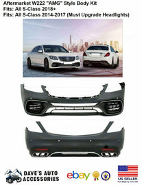 Aftermarket Products Aftermarket MBenz W222 S Class AMG STYLE 2018+ S63 S65 Kit Front Rear Bumper