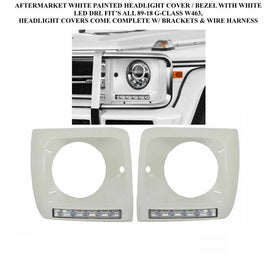 Forged LA AFTERMARKET WHITE HEADLIGHT COVER BEZEL LED DRL FIT ALL 90-18 G-CLASS W463 G63
