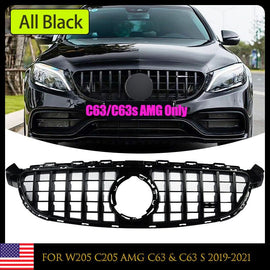 Forged LA All Black Front Bumper Grille For Benz W205 C63 C63S AMG 2019 2020 21 GT R