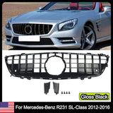 All Black GT-R Hood Grille For Mercedes-Benz R231 SL-Class SL500 SL550 2013-2016