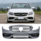 AMG Look Front Bumper Body Kit for Mercedes C-Class W/Grill W/O Parking Sensor