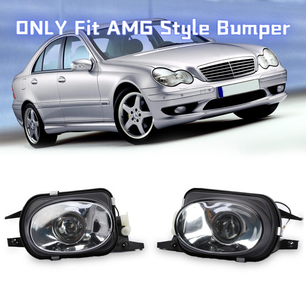 Forged LA AMG Style Bumper Clear Fog Lights For Mercedes Benz W203 C32 C55