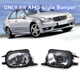 AMG Style Bumper Clear Fog Lights For Mercedes Benz W203 C32 C55