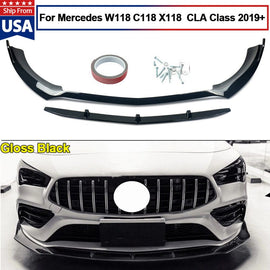 Forged LA AMG STYLE FRONT SPLITTER LIP BLACK FOR MERCEDES CLA C118 W118 X118 CLA 45 2019+