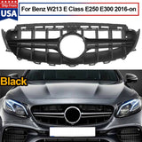BLACK E63 TYPE FRONT BUMPER GRILLE FOR 2016 2017 2018 2019 MERCEDES BENZ W213