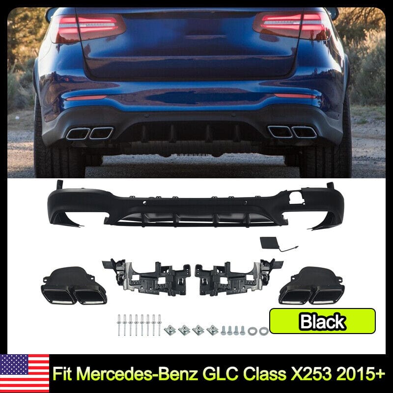 Forged LA Black Rear Bumper Lip Diffuser Spoiler For Mercedes-Benz GLC Class X253 2015+