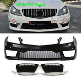C63 AMG Style Front Bumper W/ DRL w/ PDC For Mercedes Benz 2012-15 C Class W204
