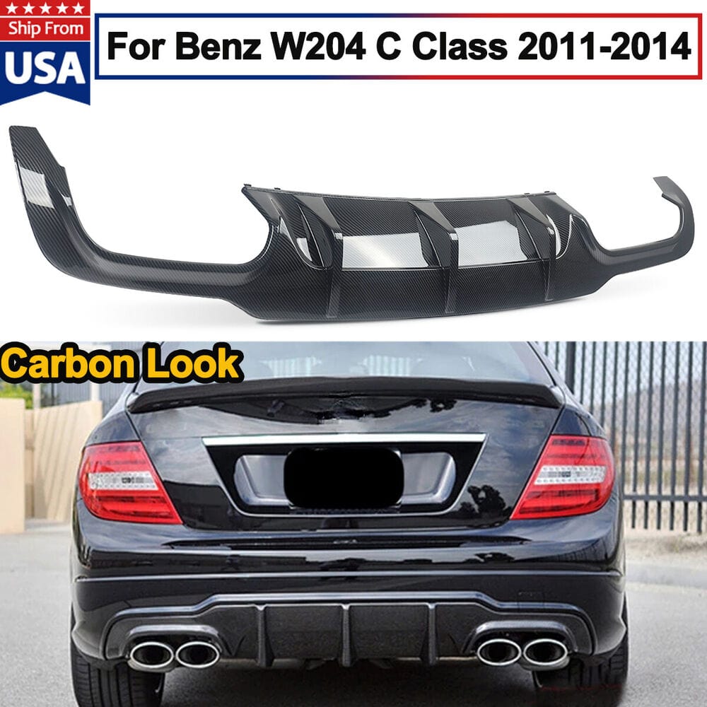 Forged LA Carbon Fiber Look Rear Bumper Diffuser For Mercedes Benz W204 C204 Class 2011-14