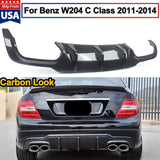Carbon Fiber Look Rear Bumper Diffuser For Mercedes Benz W204 C204 Class 2011-14