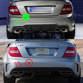 Forged LA Carbon Fiber Look Rear Bumper Diffuser For Mercedes Benz W204 C204 Class 2011-14