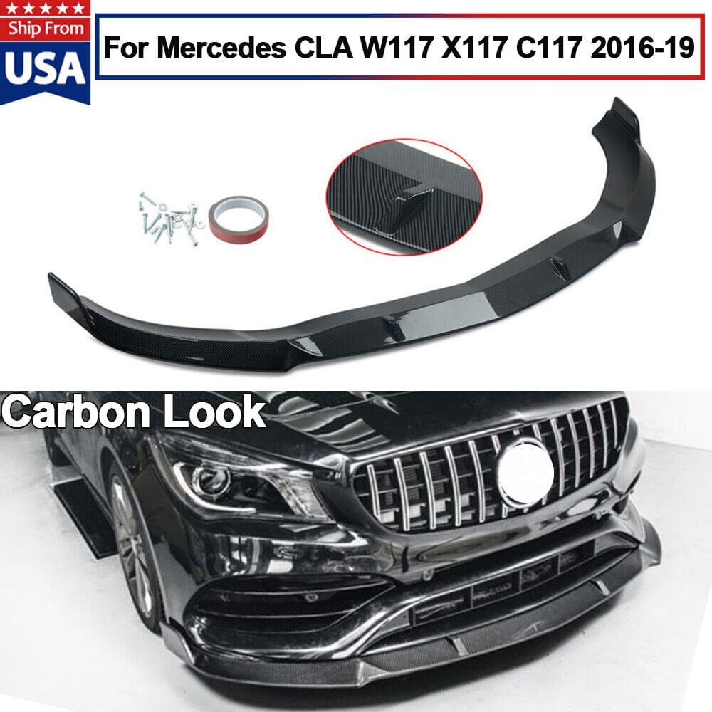 Forged LA Carbon Look Front Bumper Lip Splitter For 2016-2019 Mercedes Benz C117 X117 W117