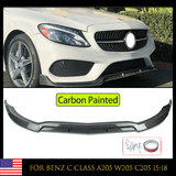 Carbon Painted For Mercedes C Class W205 C205 Brabus Style Splitter Lip 15-18