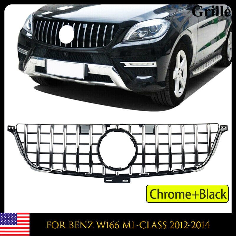 Forged LA Chorme+Black GTR Bumper Grille For Benz ML-Class W166 ML300 ML400 ML550 12-15