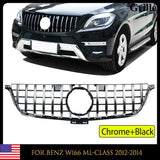 Chorme+Black GTR Bumper Grille For Benz ML-Class W166 ML300 ML400 ML550 12-15