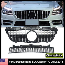 Forged LA Chrome+Black Bumper Grille & Mesh For Mercedes-Benz SLK Class R172 SLK350 11-15