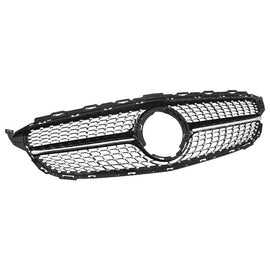 Forged LA Diamonds Look Front Bumper Grill Sports For Benz W205 C-Class 2019+ Gloss Black