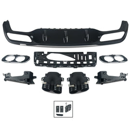 Forged LA E53 AMG Style Diffuser Black Exhaust Tips for Mercedes E Class W213 Bumper Sedan