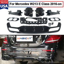 Load image into Gallery viewer, Forged LA E53 AMG Style Diffuser Black Exhaust Tips for Mercedes E Class W213 Bumper Sedan