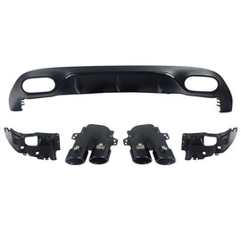 Forged LA E53 Style Rear Diffuser &Quad Exhaust For 17-20 Mercedes E Class C238 AMG Bumper