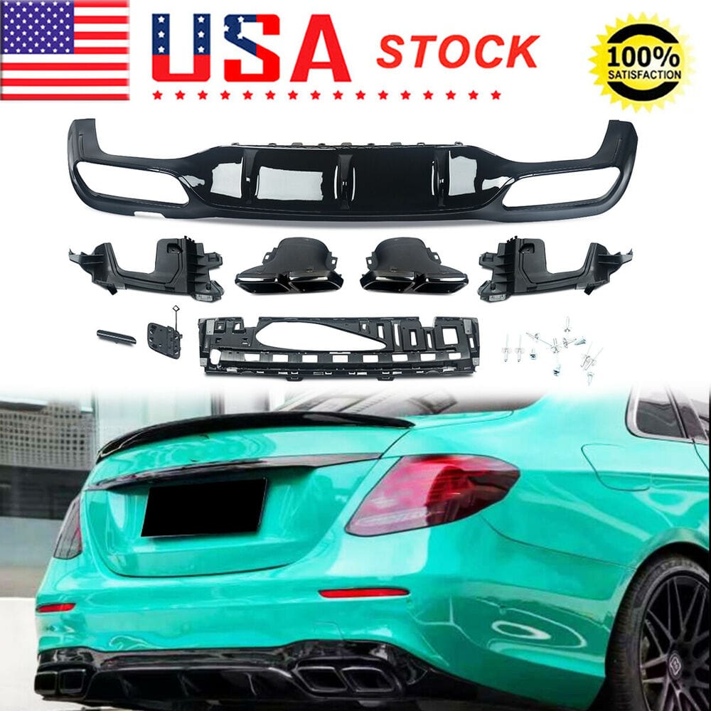 Forged LA E63 Look Rear Diffuser W/Exhaust Tailtips For Mercedes W213 AMG Line Sedan 2016+