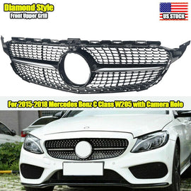 Forged LA For 15-18 Mercedes Benz W205 C Class C250 C300 C400 Front Grille Diamond Look