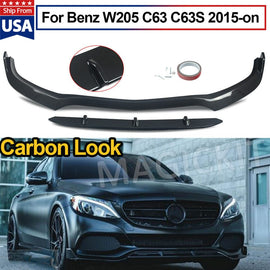 Forged LA For 15-21 MERCEDES BENZ W205 C63 C63S AMG FRONT BUMPER LIP SPLITTER CARBON LOOK