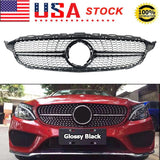 For Benz C-CLASS W205 C205 C43 AMG 2019-ON Black Diamond Front Radiator Grille