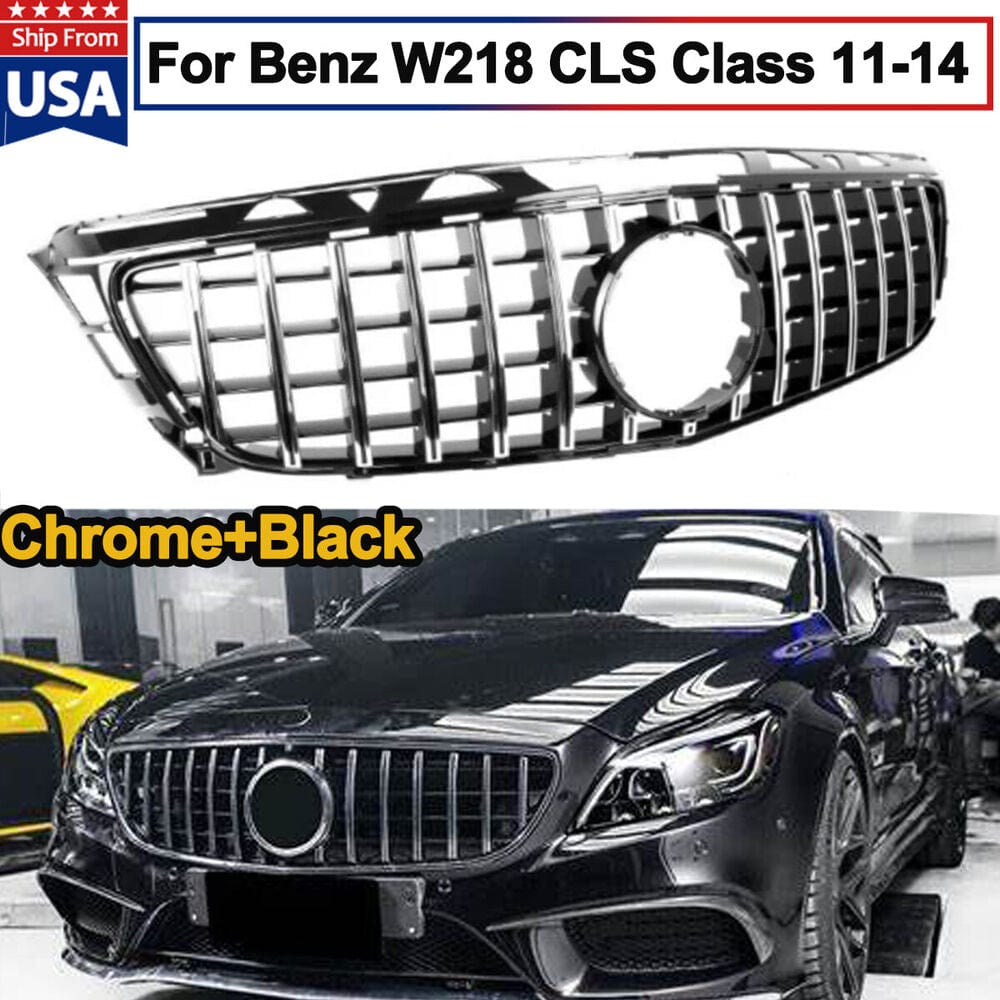 Forged LA For Benz CLS W218 Sedan X218 C218 Coupe 2011-14 GT R Style Grille Chrome+Black